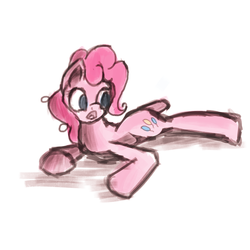 Size: 2000x2000 | Tagged: safe, artist:ivacatherianoid, pinkie pie, g4, drawalong, female, high res, mlpds, prone, simple background, sketch, solo, white background