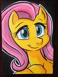 Size: 1024x1365 | Tagged: safe, artist:joshuadraws, fluttershy, g4, bust, female, looking at you, portrait, solo, traditional art