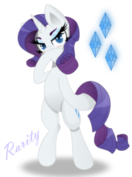 Size: 2000x2667 | Tagged: safe, artist:nihithebrony, rarity, pony, g4, bipedal, blushing, female, high res, looking at you, simple background, solo, transparent background