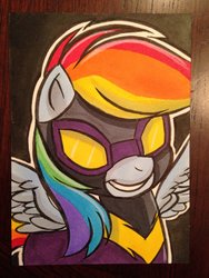 Size: 1024x1365 | Tagged: safe, artist:joshuadraws, rainbow dash, g4, clothes, costume, female, shadowbolt dash, shadowbolts costume, solo