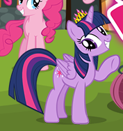 Size: 177x188 | Tagged: safe, gameloft, pinkie pie, twilight sparkle, alicorn, earth pony, pony, g4, cropped, crown, jewelry, picture for breezies, smiling, twilight sparkle (alicorn)