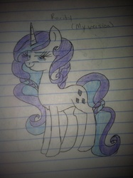 Size: 1936x2592 | Tagged: safe, artist:neonaarts, rarity, g4, female, lined paper, redesign, solo, traditional art