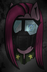 Size: 497x754 | Tagged: safe, artist:lazerblues, pinkie pie, g4, female, gas mask, mask, pinkamena diane pie, solo