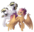 Size: 1975x1800 | Tagged: safe, artist:monnarcha, oc, oc only, oc:lightning strike, oc:sunrise skies, pegasus, pony, cup, dish, flower, food, hoof hold, sandwich, simple background, tongue out, transparent background