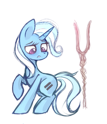 Size: 2000x2300 | Tagged: safe, artist:mirtash, trixie, pony, unicorn, rcf community, g4, equal cutie mark, equalized, female, high res, simple background, solo, staff, staff of sameness, white background
