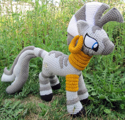 Size: 1024x985 | Tagged: safe, artist:nerdyknitterdesigns, zecora, zebra, g4, amigurumi, crochet, grass, irl, photo, plushie, solo