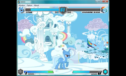 Size: 800x480 | Tagged: safe, rainbow dash, trixie, pony, unicorn, fighting is magic, g4, game screencap