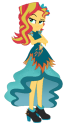 Size: 307x572 | Tagged: safe, artist:dashiepower, sunset shimmer, equestria girls, g4, my little pony equestria girls: legend of everfree, clothes, crossed arms, crystal gala, crystal gala dress, dress, female, high heels, simple background, smug, smugset shimmer, solo, transparent background