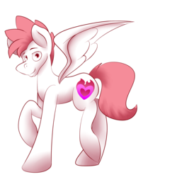 Size: 3000x3000 | Tagged: safe, artist:php37, fizzle, dracony, dragon, hybrid, pegasus, pony, g4, high res, looking at you, male, pony form, raised hoof, raised leg, simple background, smiling, solo, spread wings, transparent background