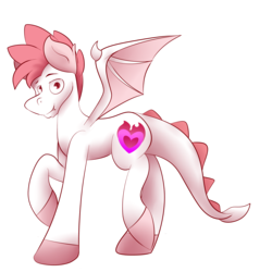 Size: 3000x3000 | Tagged: safe, artist:php37, fizzle, dracony, dragon, hybrid, g4, fangs, high res, looking at you, male, raised hoof, raised leg, smiling, solo, spread wings