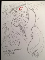 Size: 1536x2048 | Tagged: safe, artist:andy price, applejack, g4, 2016 world series, andy you magnificent bastard, chicago cubs, crying, female, mlb, solo, that was fast
