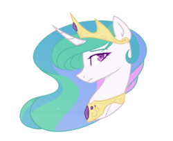 Size: 1600x1300 | Tagged: safe, artist:mp-printer, princess celestia, alicorn, pony, g4, bust, female, lidded eyes, looking at you, mare, portrait, profile, simple background, solo, transparent background