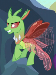 Size: 252x336 | Tagged: safe, screencap, arista, changedling, changeling, g4, to where and back again, angry, background changeling, cropped, flying, solo