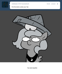 Size: 666x800 | Tagged: safe, artist:egophiliac, princess luna, moonstuck, g4, cartographer's cap, female, filly, grayscale, hat, lunar stone, monochrome, orb, solo, woona, woonoggles, younger