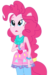 Size: 3827x6000 | Tagged: safe, artist:limedazzle, pinkie pie, equestria girls, g4, legend of everfree, absurd resolution, camp fashion show outfit, clothes, female, looking up, open mouth, ponied up, show accurate, simple background, solo, transparent background, vector, worried