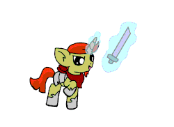 Size: 1232x896 | Tagged: safe, artist:thefanficfanpony, oc, oc only, oc:dragon heart, animated, gif, solo, sword, weapon