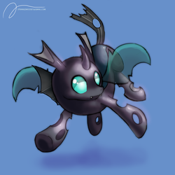 Size: 1600x1600 | Tagged: safe, artist:strangemoose, thorax, changeling, g4, cute, flying, male, silly, smiling, solo
