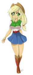 Size: 492x1116 | Tagged: safe, artist:skrilby, applejack, equestria girls, g4, beautiful, boots, clothes, cowboy boots, cowboy hat, cowgirl, cute, denim skirt, female, freckles, hat, jackabetes, simple background, skirt, solo, stetson, thighs, transparent background