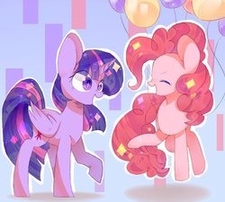 Size: 1000x900 | Tagged: safe, artist:louderpony, pinkie pie, twilight sparkle, alicorn, pony, g4, balloon, twilight sparkle (alicorn)