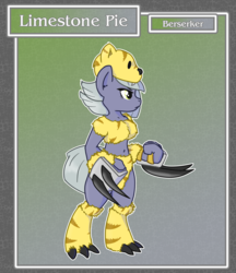 Size: 1688x1950 | Tagged: safe, artist:brownie-bytes, part of a set, limestone pie, earth pony, anthro, unguligrade anthro, g4, berserker, clothes, crossover, female, final fantasy, solo
