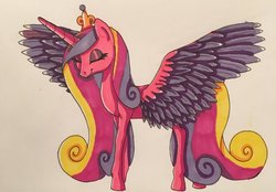 Size: 1023x713 | Tagged: safe, artist:serra20, princess cadance, g4, feather, female, markers, prismacolors, shading, solo, traditional art