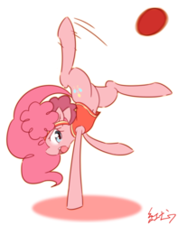 Size: 2057x2610 | Tagged: safe, artist:akainu_pony, pinkie pie, buckball season, g4, ball, bandana, belly button, bottomless, buckball, clothes, cute, diapinkes, female, high res, partial nudity, pinktails pie, pixiv, solo
