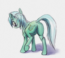 Size: 775x685 | Tagged: safe, artist:el-yeguero, lyra heartstrings, pony, unicorn, g4, butt, female, looking back, mare, plot, raised leg, simple background, solo, underhoof