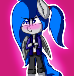 Size: 415x425 | Tagged: safe, artist:jessicadash6, oc, oc only, anthro, blushing, crossed arms, solo