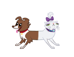 Size: 2529x1969 | Tagged: safe, artist:theunknowenone1, opalescence, winona, cat, dog, g4, catdog, conjoined, duo, duo female, female, fusion, pushmi-pullyu, two heads, winopal (fusion)