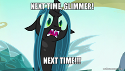 Size: 800x450 | Tagged: safe, edit, edited screencap, screencap, queen chrysalis, changeling, changeling queen, g4, to where and back again, female, former queen chrysalis, image macro, inspector gadget, makeameme.org, meme, solo
