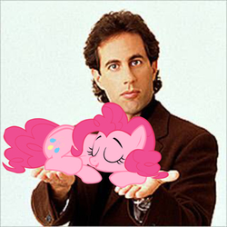 Size: 640x640 | Tagged: safe, pinkie pie, human, g4, andrea libman, human x pony, irl, irl human, jerry seinfeld, photo, seinfeld, sleepy, voice actor joke