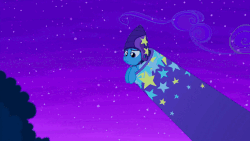 Size: 576x324 | Tagged: safe, edit, edited screencap, screencap, trixie, pony, unicorn, g4, no second prances, animated, cannon, caption, cute, diatrixes, female, gif, hat, helmet, looking up, moonshot manticore mouth dive, night, sad, solo, subtitles, talking, trixie's cannon, worried