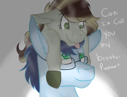 Size: 1700x1300 | Tagged: safe, artist:neonaarts, soarin', oc, oc:penumbra glow, pony, g4, cute, glasses, text