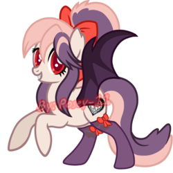 Size: 1024x1024 | Tagged: safe, artist:posey-11, oc, oc only, oc:sweet velvet, bat pony, pony, bow, clothes, female, hair bow, mare, obtrusive watermark, socks, solo, watermark