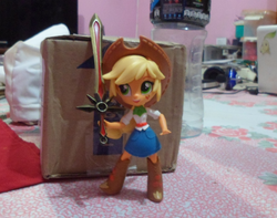 Size: 1233x974 | Tagged: safe, applejack, equestria girls, g4, clothes, doll, equestria girls minis, eqventures of the minis, irl, league of legends, photo, skirt, solo, sword, toy, weapon, zenith blade