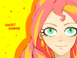 Size: 640x480 | Tagged: safe, artist:extraluna, sunset shimmer, human, g4, female, humanized, smiling, solo