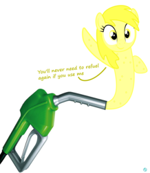 Size: 1705x1959 | Tagged: artist needed, safe, oc, oc only, goo pony, original species, dialogue, female, fuel, fuel pump, gas pump, gasoline, mare, simple background, solo, wat, white background