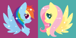 Size: 2448x1224 | Tagged: safe, artist:snow angel, fluttershy, rainbow dash, g4, profile, simple background