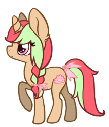 Size: 800x932 | Tagged: safe, artist:coffeecuppup, oc, oc only, oc:thimble, pony, unicorn, bow, braid, female, hair bow, mare, simple background, solo, tail bow, transparent background