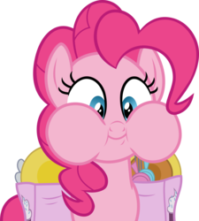 Size: 8160x9060 | Tagged: dead source, safe, artist:pink1ejack, pinkie pie, pony, g4, absurd resolution, bust, female, holding breath, puffy cheeks, saddle bag, simple background, solo, transparent background, vector