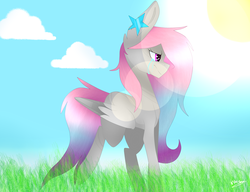 Size: 3121x2400 | Tagged: safe, artist:huirou, oc, oc only, pegasus, pony, cloud, crying, female, high res, mare, solo, sun