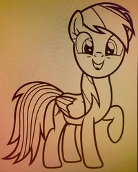 Size: 1043x1304 | Tagged: safe, rainbow dash, g4, decal, female, monochrome, raised hoof, solo