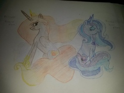 Size: 2048x1536 | Tagged: safe, artist:neonaarts, oc, oc only, oc:lunar eclipse, oc:sunburt flare, traditional art