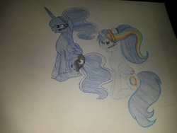 Size: 2048x1536 | Tagged: safe, artist:neonaarts, princess luna, oc, oc:midnight blast, gamer luna, g4, traditional art