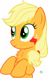 Size: 905x1480 | Tagged: safe, artist:arifproject, derpibooru exclusive, applejack, earth pony, monster pony, original species, pony, tatzlpony, g4, animated, arif's wide eyes pone, bust, chest fluff, cute, eye shimmer, featured image, female, fluffy, freckles, gif, jackabetes, mare, simple background, smiling, solo, species swap, tatzlbetes, tatzljack, white background, wide eyes