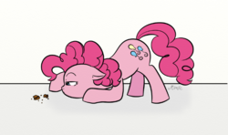 Size: 826x488 | Tagged: safe, artist:mimicproductions, pinkie pie, earth pony, pony, g4, crumbs, female, simple background, solo, white background