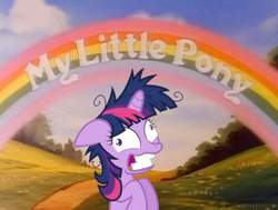 Size: 720x544 | Tagged: safe, edit, edited screencap, screencap, twilight sparkle, g1, g4, lesson zero, female, insanity, intro, logic, logo, my little pony, my little pony logo, opening, solo, twilight snapple