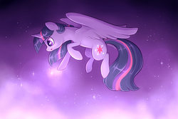 Size: 2400x1600 | Tagged: safe, artist:kodabomb, twilight sparkle, alicorn, pony, g4, female, night, solo, twilight sparkle (alicorn)