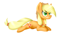 Size: 1024x617 | Tagged: safe, artist:despotshy, applejack, g4, female, prone, simple background, solo, transparent background