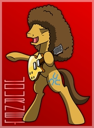 Size: 1734x2362 | Tagged: safe, artist:friendshipismetal777, caramel, pony, g4, afro, bipedal, guitar, journey (band), male, neal schon, solo
